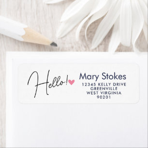Hello with Heart Return Address Label Cute Minim