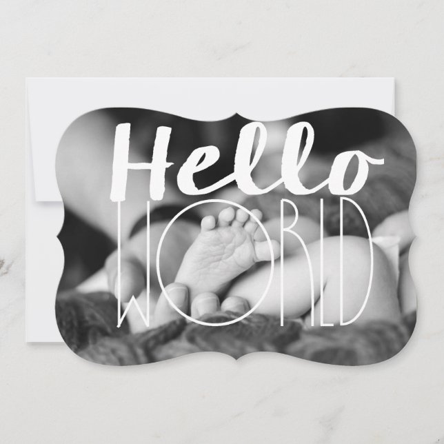 Hello World Baby Announcement |5x7 Invite  Bracket (Front)