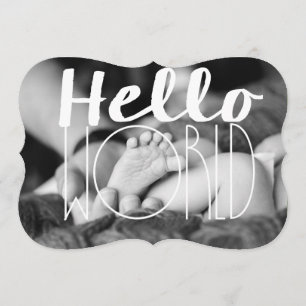 Hello World Baby Announcement 5x7 Invite Bracket