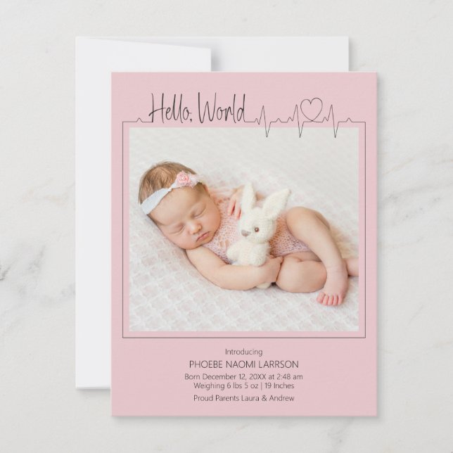Hello, World Baby Announcement Card (Front)