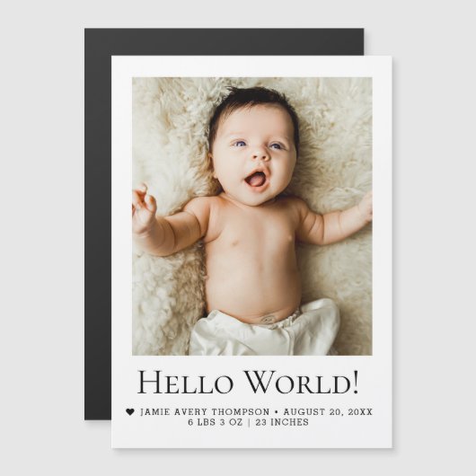 Hello world Baby Photo Birth announcement (Front/Back)