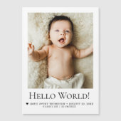 Hello world Baby Photo Birth announcement (Front)