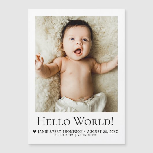 Hello world Baby Photo Birth announcement (Front)