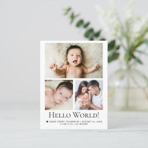 Hello World! Baby Photo Birth announcement Postcard