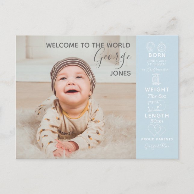 hello world baby photographer announcement new postcard (Front)