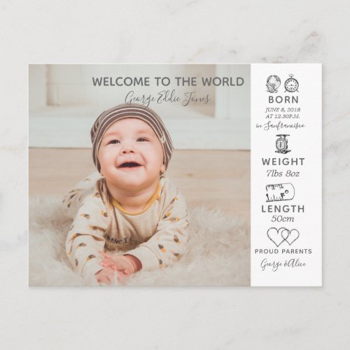 hello world baby photographer announcement new postcard