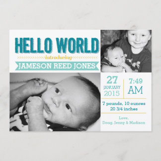 Hello World Birth Announcement