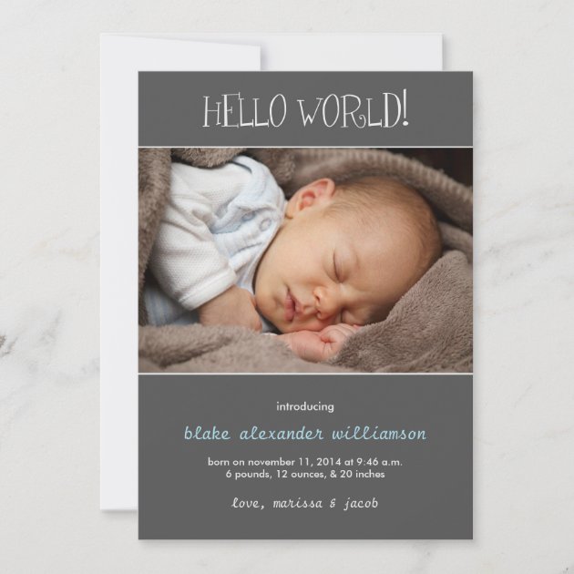 Hello World Birth Announcement//Gray Announcement