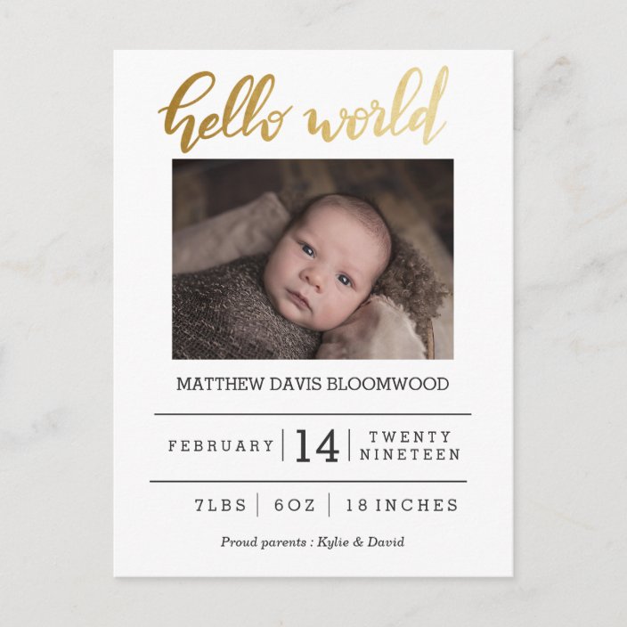 hello world birth announcement