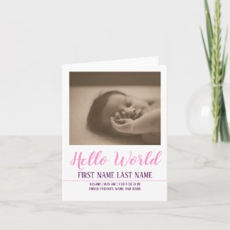 Hello World - birth announcement with photo