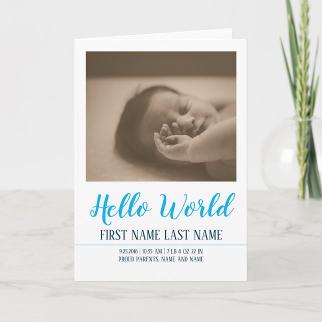 Hello World - birth announcement with photo (Front)