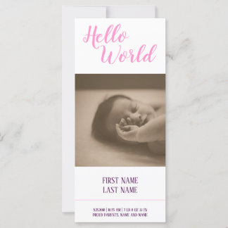 Hello World - birth announcement with photo