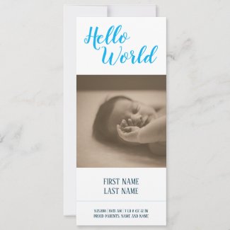 Hello World - birth announcement with photo