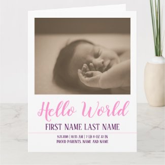 Hello World - birth announcement with photo