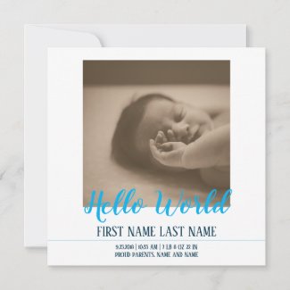 Hello World - birth announcement with photo