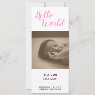Hello World - birth announcement with photo