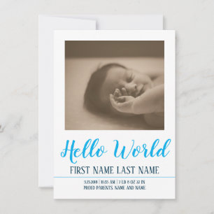 Hello World - birth announcement with photo