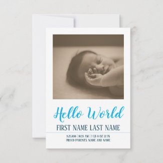 Hello World - birth announcement with photo