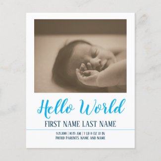 Hello World - birth announcement with photos