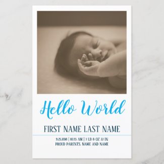 Hello World - birth announcement with photos