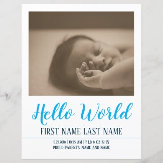 Hello World - birth announcement with photos