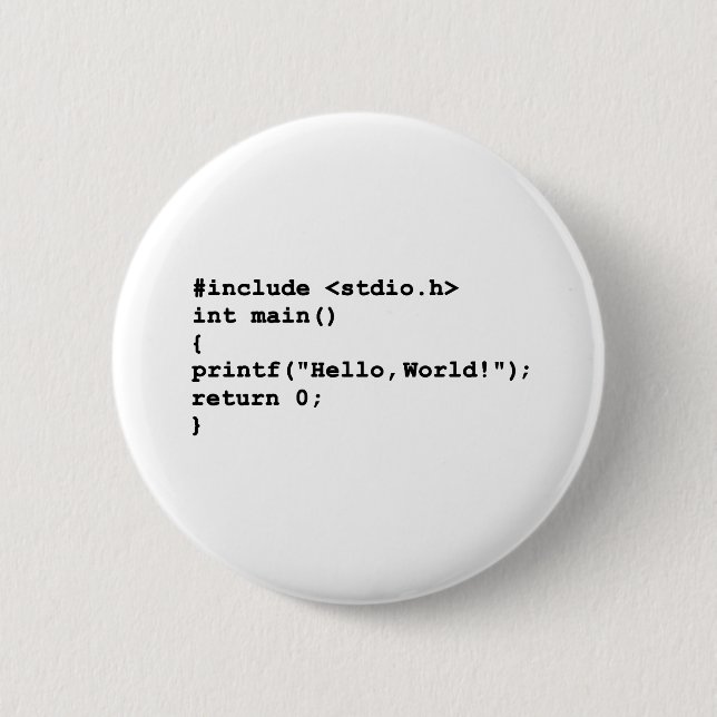 Hello World C programming language Coding Button (Front)