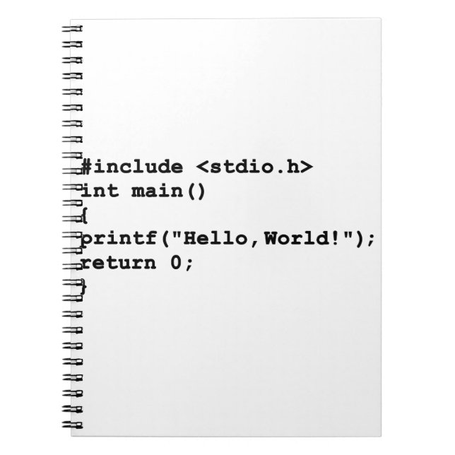Hello World C programming language Coding Notebook (Front)