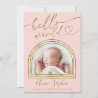 Hello World Chic Arch Frame Birth Announcement