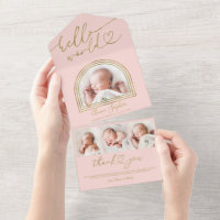 Hello World Chic Arch Frame Birth Announcement