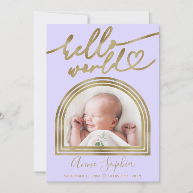 Hello World Chic Arch Frame Birth Announcement (Front)
