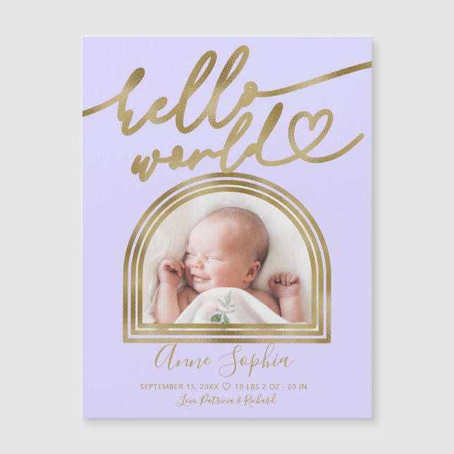 Hello World Chic Arch Frame Birth Announcement (Front)
