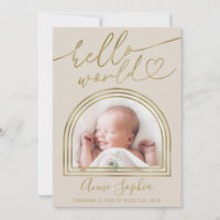 Hello World Chic Arch Frame Birth Announcement