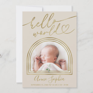 Hello World Chic Arch Frame Birth Announcement