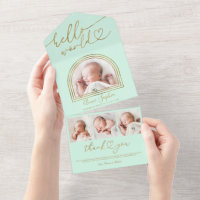 Hello World Chic Arch Frame Birth Announcement