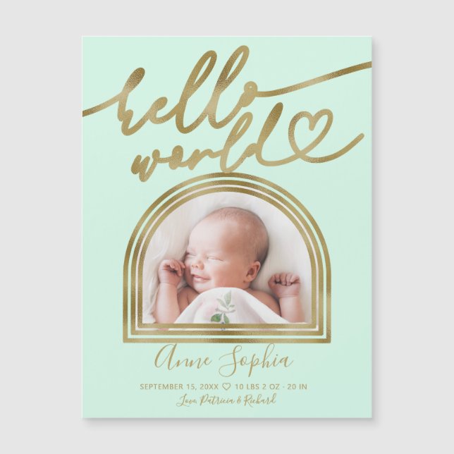 Hello World Chic Arch Frame Birth Announcement (Front)