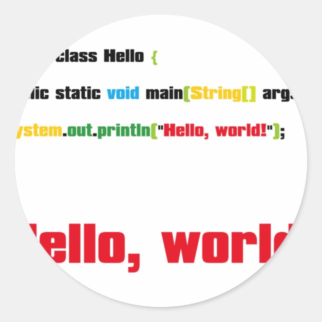 Hello, World! Classic Round Sticker (Front)