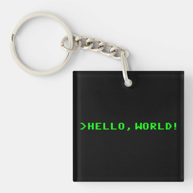 Hello World Computer Programming Keychain (Front)