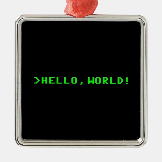 Hello World Computer Programming Metal Ornament (Front)