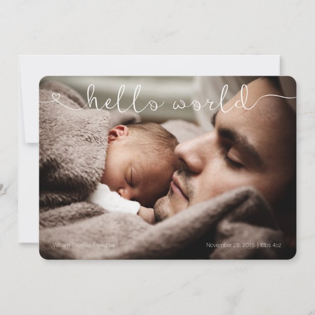 Hello World cute & sweet baby announcement (Front)