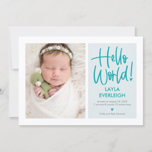 Hello World Editable Color Baby Birth Announcement