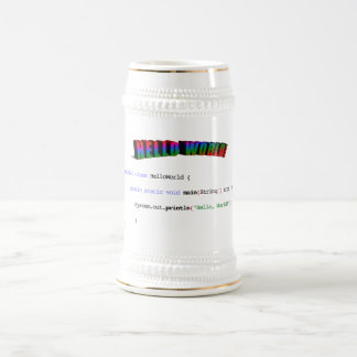Hello World geek greeting Java Beer Stein