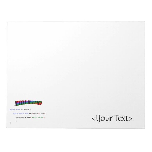 Hello World geek greeting Java Notepad (Front)