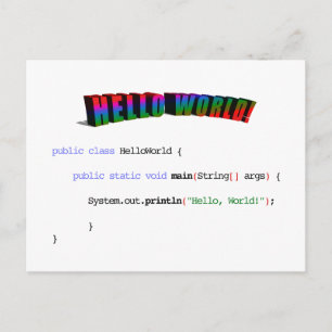 Hello World geek greeting Java Postcard
