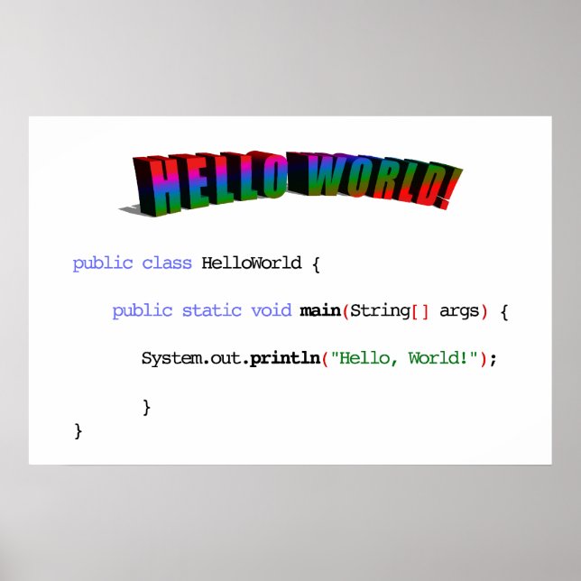 Hello World geek greeting Java Poster (Front)