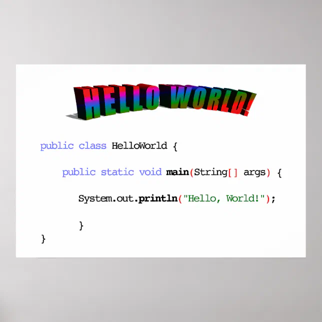 Hello World geek greeting Java Poster | Zazzle