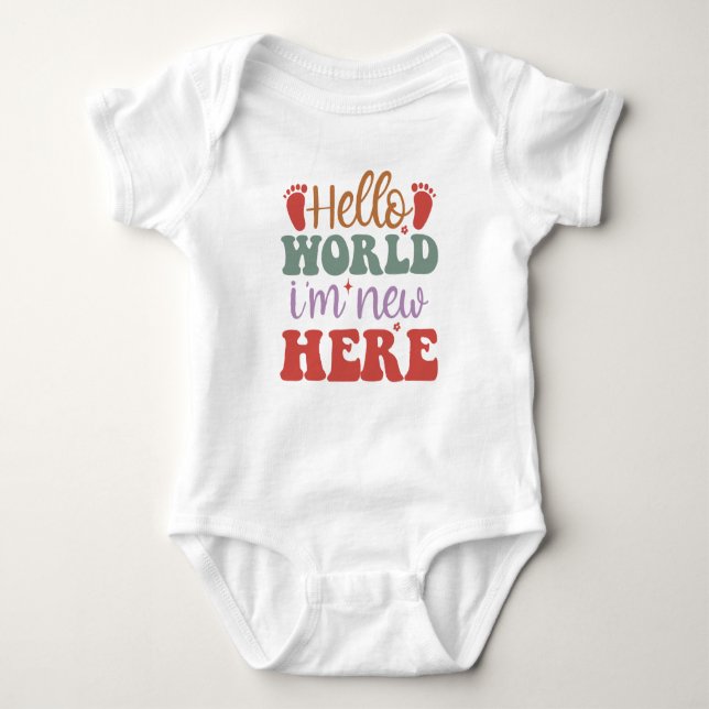 Hello World, I Am New Here – Baby Boy Bodysuit (Front)