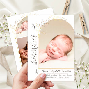 Hello World Modern Birth Announcement Card
