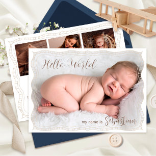 Hello World New Baby Announcement Card