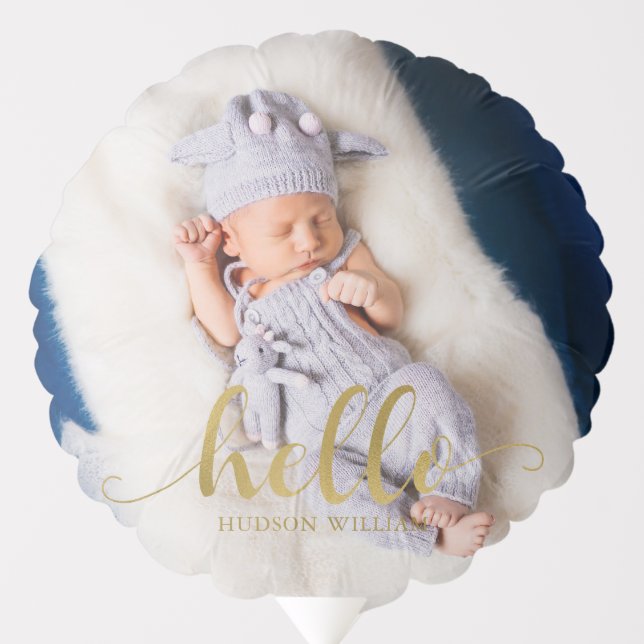 "Hello World" New Baby Custom Photo Balloon (Front)