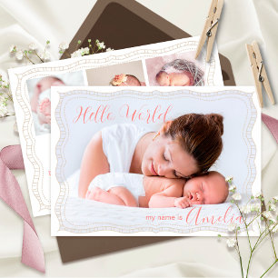 Hello World Newborn Birth Announcement